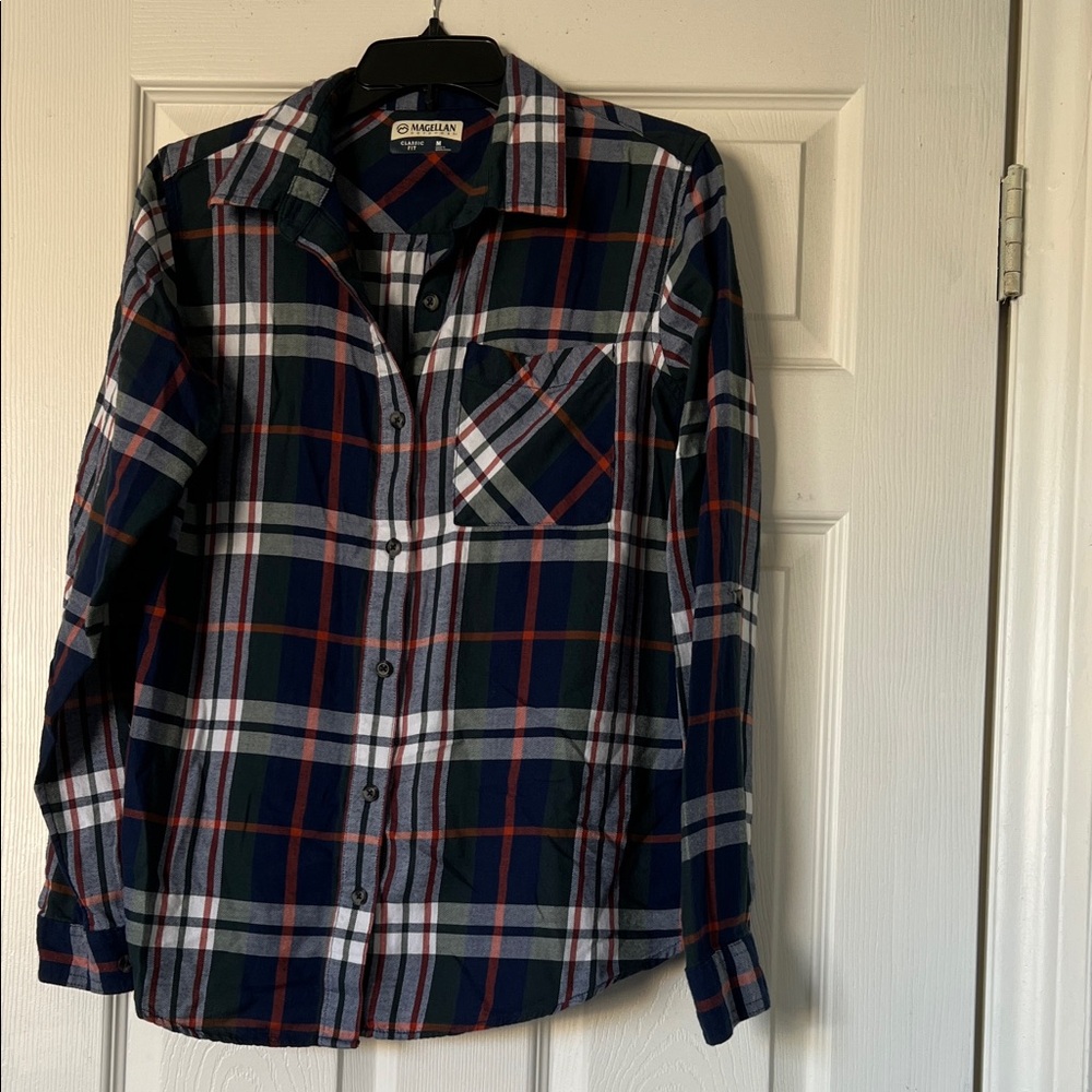 Women’s Magellan Outdoors Plaid Button Down Shirt - Blue, Red, Green
